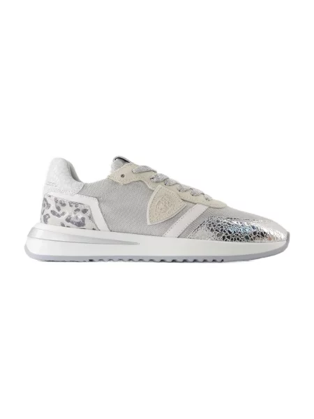 Philippe Model Buty Kobieta 37 EU Skóra Canvas Low Sneakers w kolorze srebrnym szary