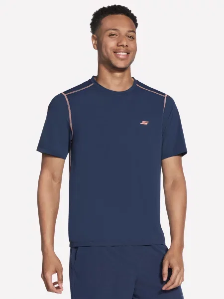 Спортивна футболка Skechers SKECHERS GORUN VAPOR TEE темно-синій поліестер/спандекс синя