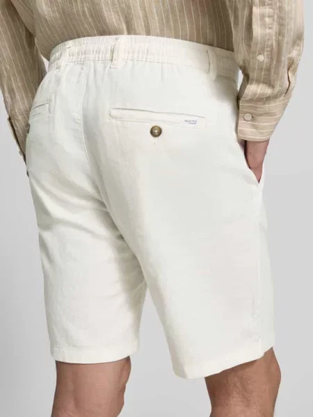 Szorty chino o kroju regular fit z mieszanki bawełny i lnu model BRODY' Selected Homme białe