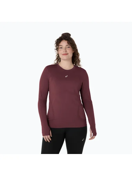 Longsleeve do biegania ASICS Road Seamless LS dark currant/port royal bordowy