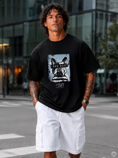 T-shirt oversize z nadrukiem Dstreet czarny