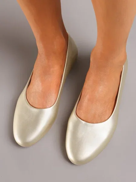 Balerini Platforma Imitatie Piele Jemenna aurii