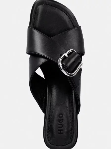 Кожаные шлепанцы Hugo на низком каблуке