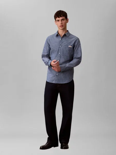Calvin Klein Jeans koszula casual Mężczyźni Regular Fit jednolity S niebieski