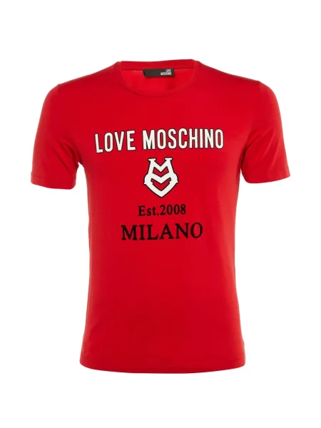 Tricou Love Moschino cu imagine cu decolteu rotund roșu