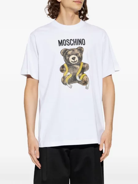 Ursuleț de pluș tricou Moschino cu imagine alb