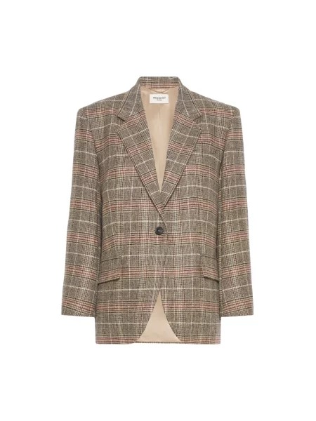 Marynarka Weekend Max Mara wełniana w kratę brązowa