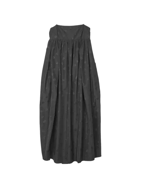 Rochie midi Cecilie Bahnsen cu model floral din jacard în linie A negru