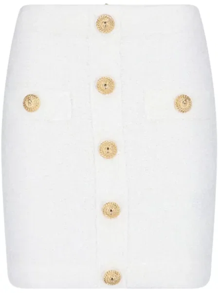 Mini bouclé fusta mini Balmain mini alb
