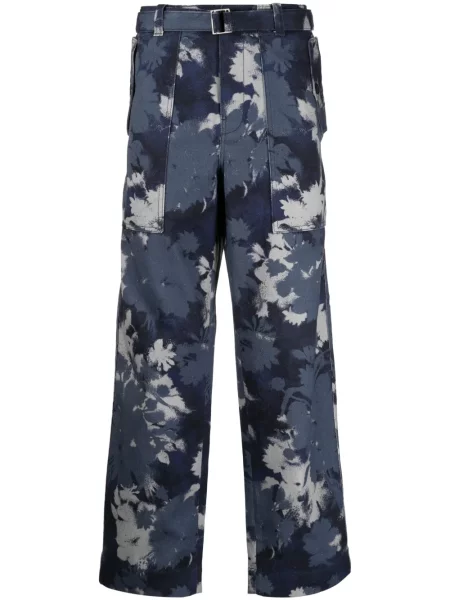 Blugi drepți Maison Kitsune cu imagine cu imprimeu abstract albastru