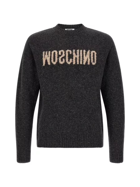 Bouclé pulover Moschino cu broderie gri