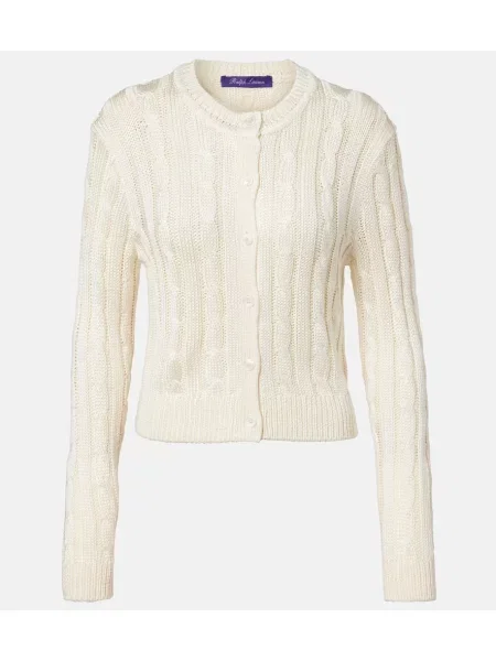 Cardigan Ralph Lauren Collection de mătase alb