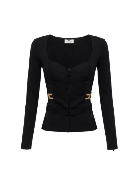 Top Elisabetta Franchi tiulowy czarny