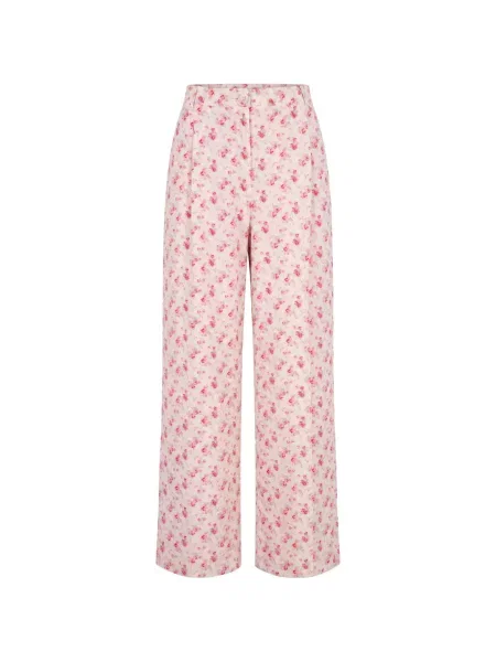 Pantaloni Kristina Ti cu model floral cu imagine roz
