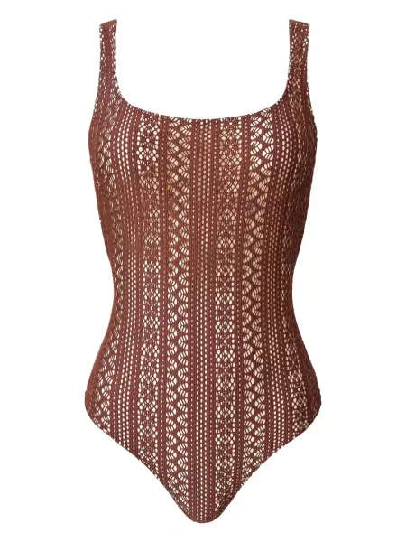 Costum de baie Twinset din dantelă maro