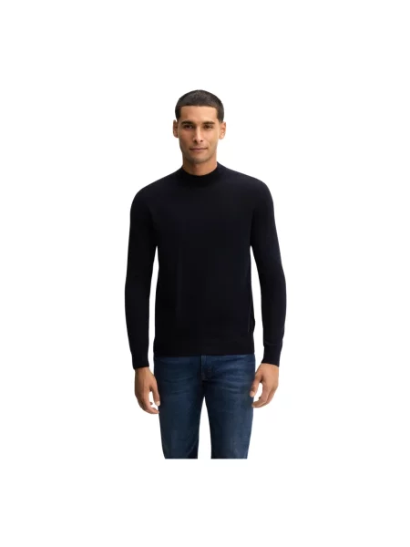 Sweter o kroju regular fit z czystej żywej wełny model Davide' Joop! Collection niebieski