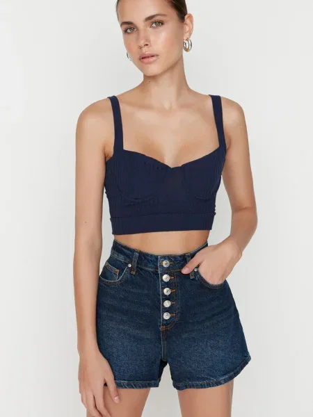 Trendyol Pantaloni închis albastru