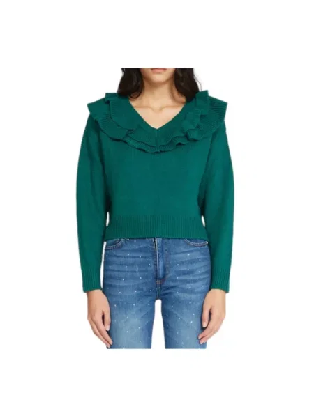 Sweter Silvian Heach w kwiatki biznesowy zielony