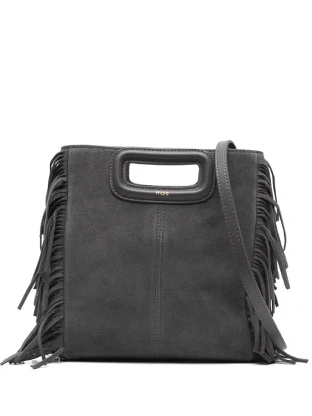 Body Maje cu franjuri din piele de căprioară gri