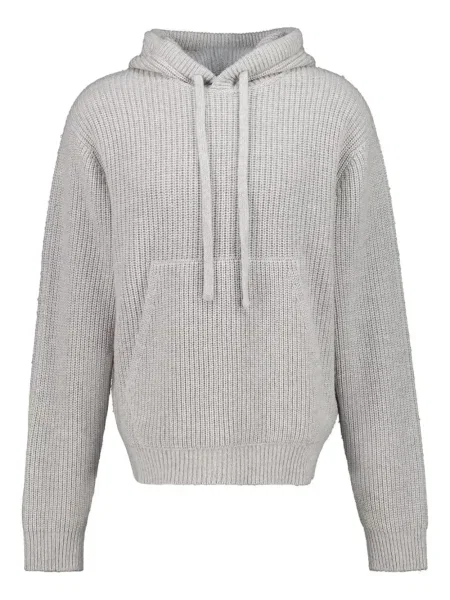 Pletená žebrovaná mikina s kapucí Palm Angels šedá