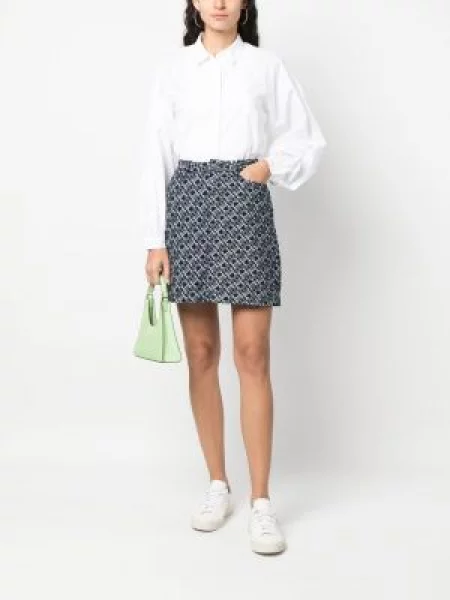 Raštuotas džinsinis sijonas Tommy Hilfiger mėlyna
