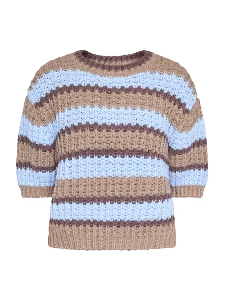SISTERS POINT Pulover KRISSY svijetloplava / čokolada / svijetlosmeđa