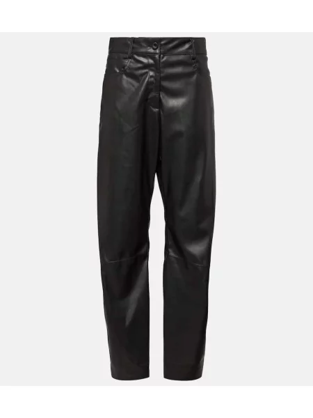 Pantaloni Stella Mccartney cu talie înaltă din piele negru
