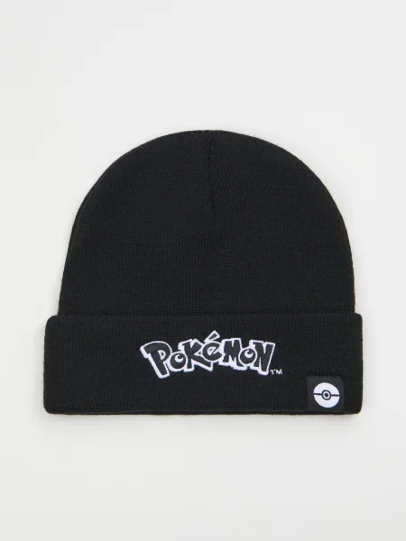 Sinsay Beanie čepice s výšivkou Pokémon černá