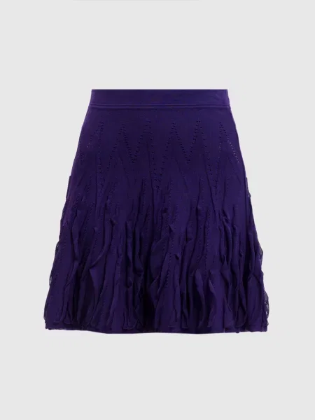 Спідниця міні з вовоною Roberto Cavalli фіолетова