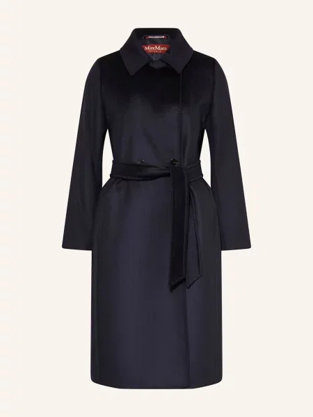 Max Mara Studio Vlněný Kabát Bcollag tmavě modrá