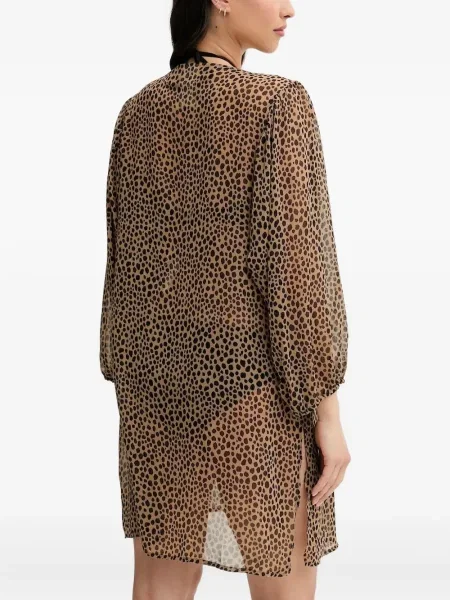 Pantaloni Michael Michael Kors din piele cu imagine cu model leopard roz