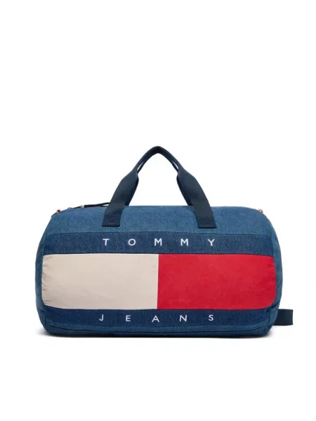 Torbica Tommy Jeans Archive Denim Duffle modra