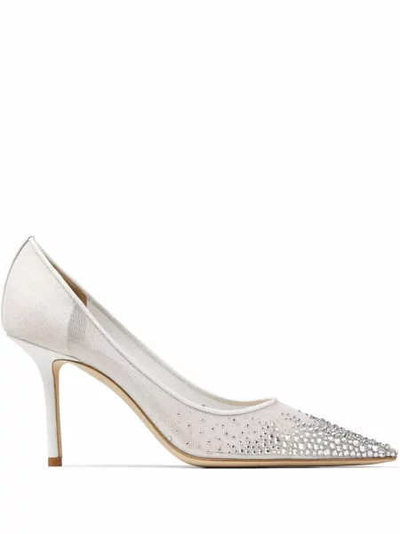 Pantofi cu toc Jimmy Choo din tul alb