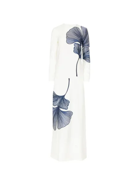 Rochie maxi Costarellos cu model floral de costum alb