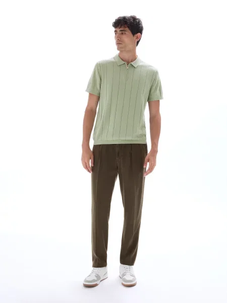 Tricou polo Celio cu dungi verde
