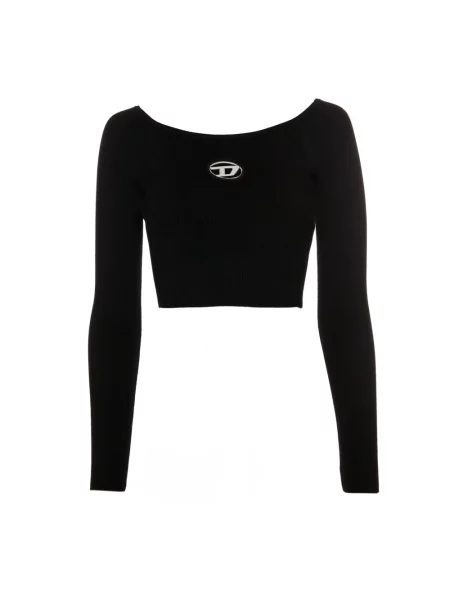 Crop top Diesel z długim rękawem czarny