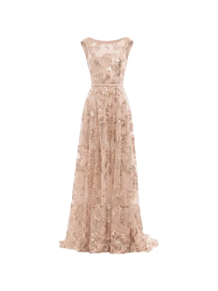 Rochie maxi Saiid Kobeisy cu broderie din tul