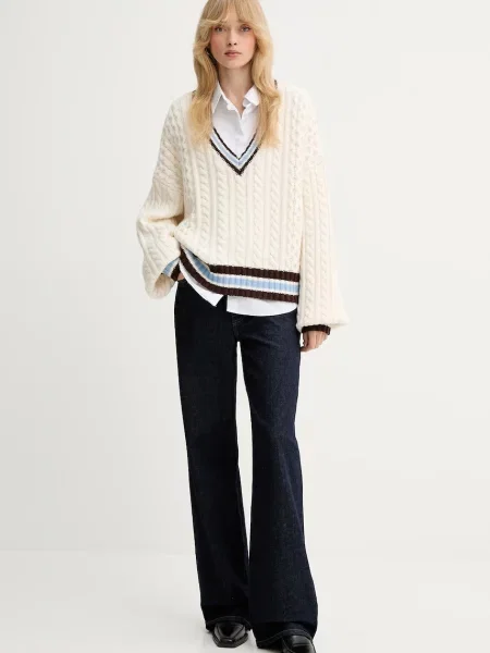 Вовняний светр Gestuz теплий бежевий