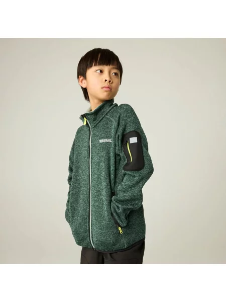 Bluza Newhill Junior z zamkiem błyskawicznym i polarem Marl zielona