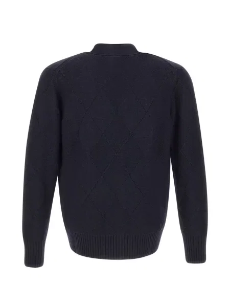 Cardigan Kangra tricotate cu model argyle albastru