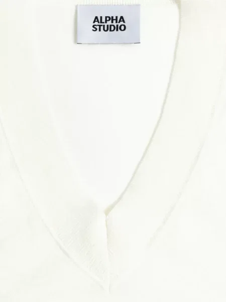 Sweter Alpha Studio z dekoltem w serek biały