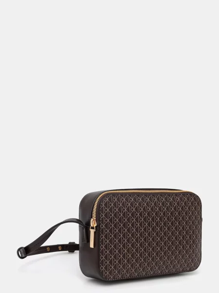 Calvin Klein crossbody torbica iz umetnega usnja rjava
