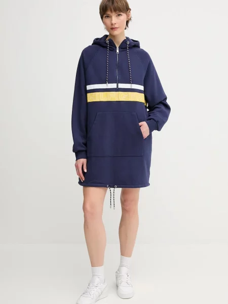 Bombažen pulover Tommy Hilfiger SAILING mornarsko s kapuco modra