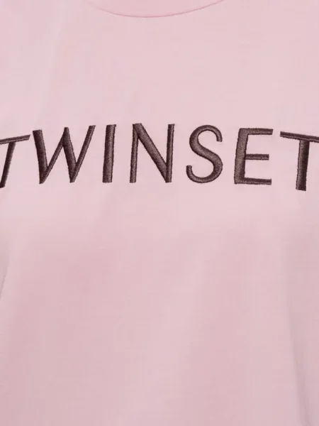 Ασύμμετρη μπλούζα Twinset με κέντημα ροζ