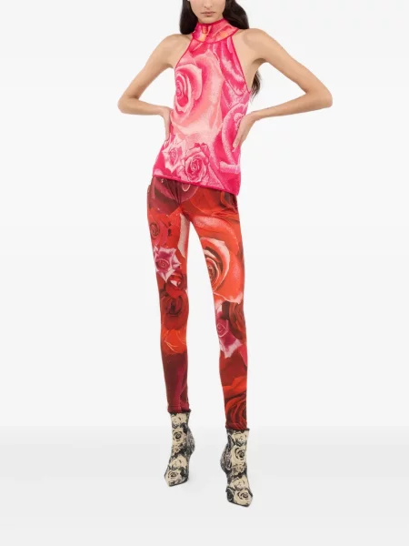 Top Roberto Cavalli cu model floral cu imagine roz