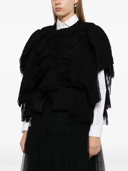 Geacă Comme Des Garçons cu volane din dantelă negru