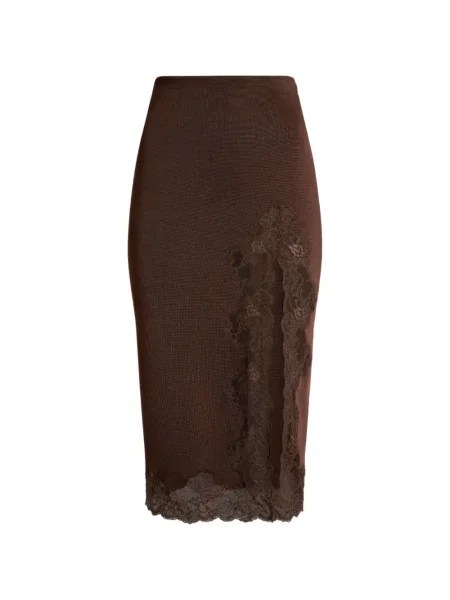 Fustă midi Balmain tricotate maro