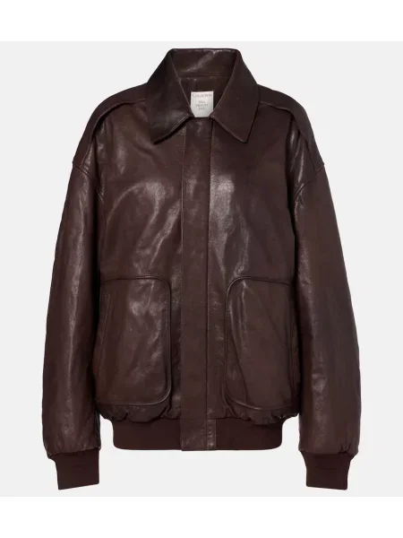 Geanta de piele Calvin Klein maro