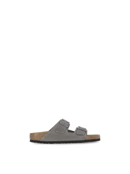 Klapki Birkenstock skórzane szare