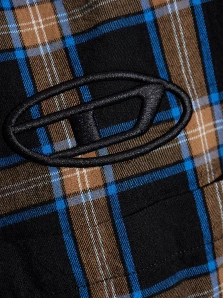 Košulja Diesel karirana s kapuljačom crna